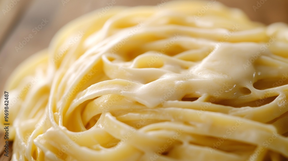 A close up of a plate of pasta with a creamy sauce A close up of a plate of pasta with a creamy sauce
