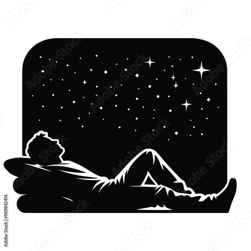 Silhouette of a person stargazing