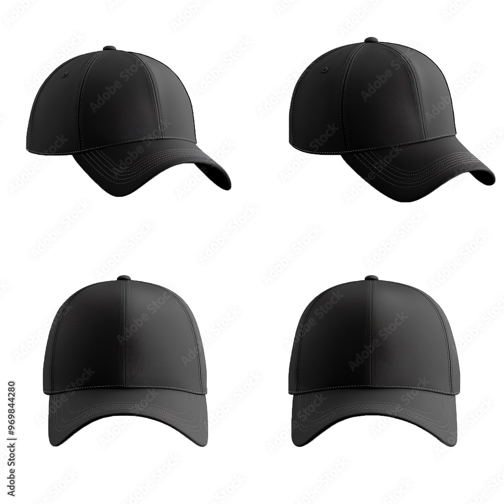 Blank Black Hip Hop With Adjustable Snap Back Closure Strap For Template on White Background. Blank Black Hip Hop With Adjustable Snap Back Closure Strap For Template on White Background.