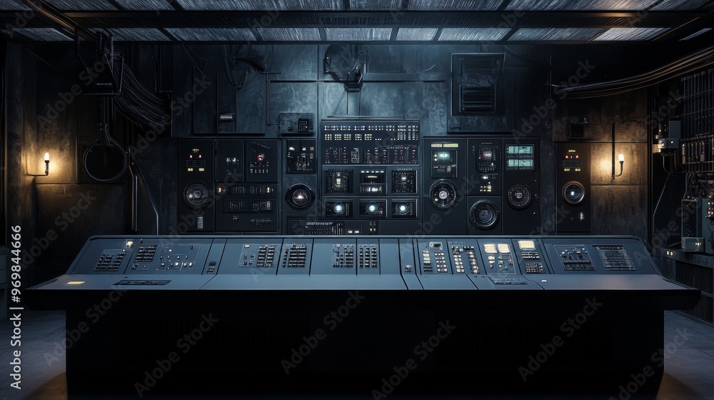 A dark room with a large computer monitor and a keyboard A dark room with a large computer monitor and a keyboard