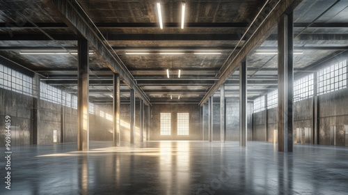 Wallpaper Mural A large, empty warehouse with a lot of light coming in from the windows Torontodigital.ca