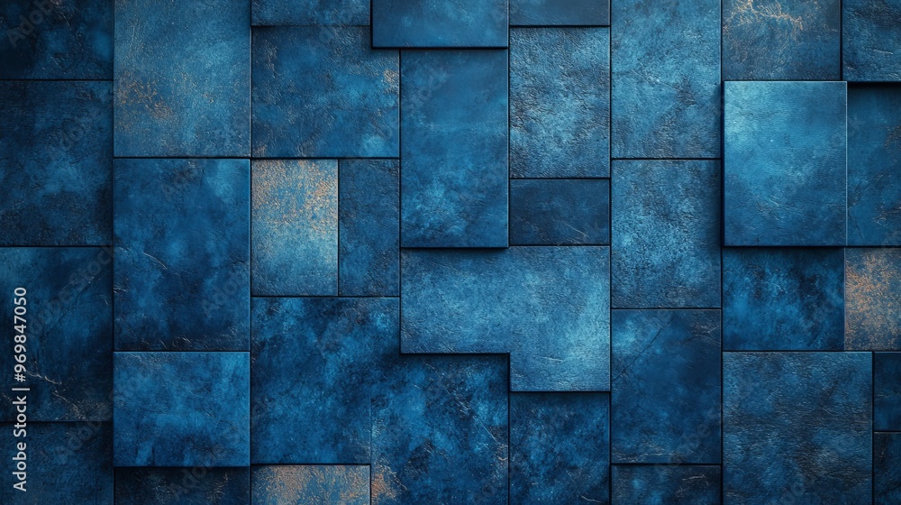 Textured blue wall design with abstract geometric patterns and gradients Textured blue wall design with abstract geometric patterns and gradients
