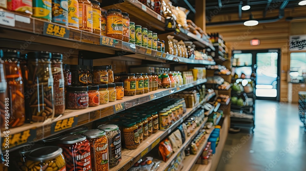 Ethnic foods section with vibrant packaging and unique products Ethnic foods section with vibrant packaging and unique products