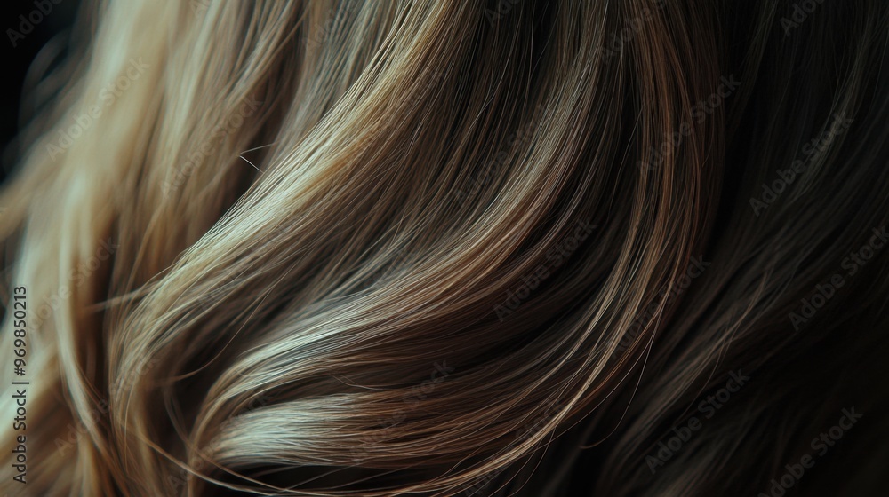 Close-up of flowing blonde hair with soft natural waves Close-up of flowing blonde hair with soft natural waves