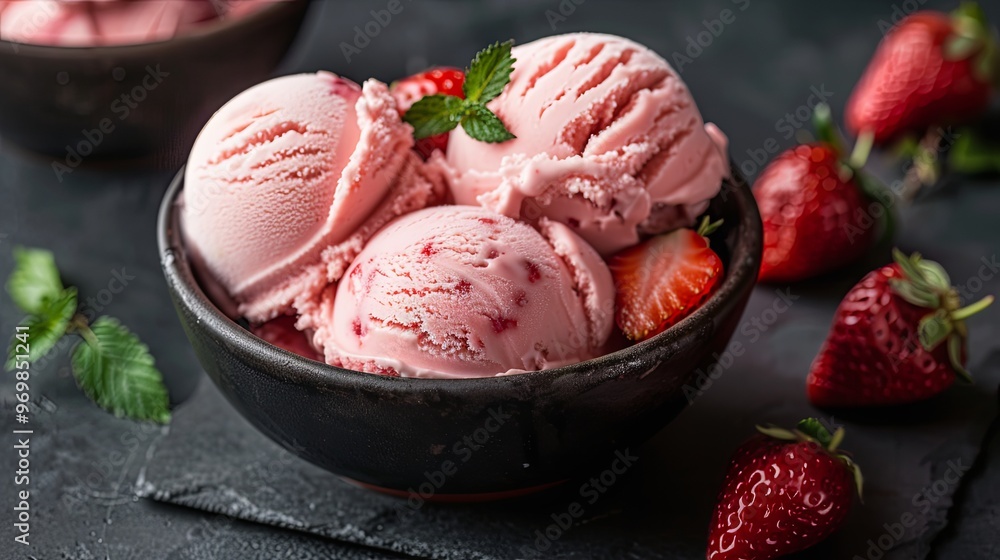 Freshly picked strawberry ice cream Freshly picked strawberry ice cream