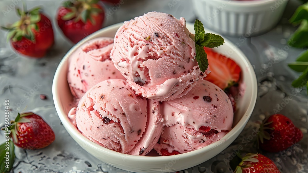 Freshly picked strawberry ice cream Freshly picked strawberry ice cream