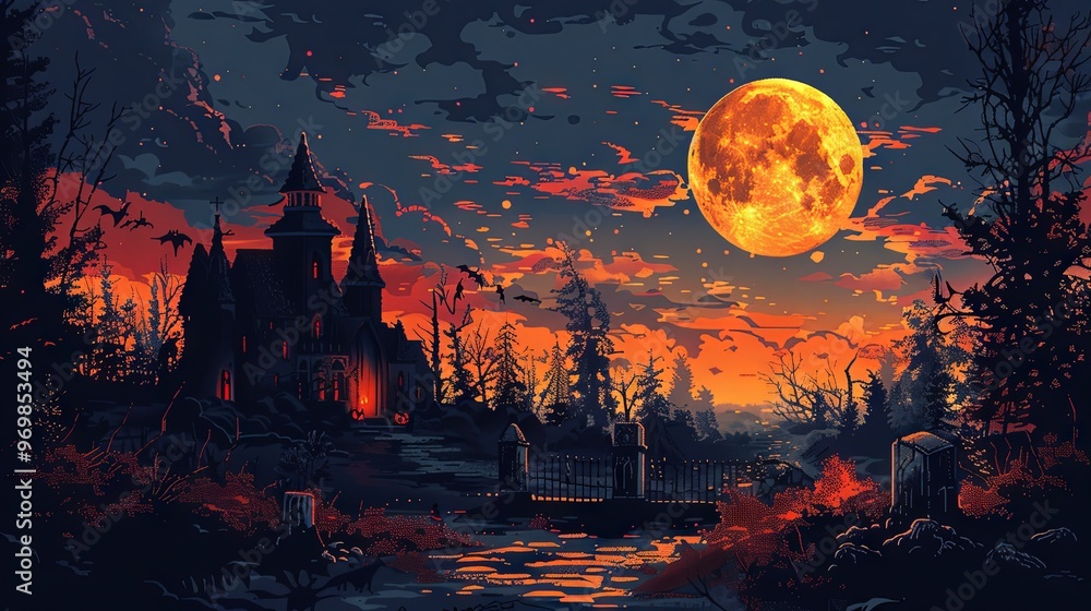 Halloween night scene Halloween night scene