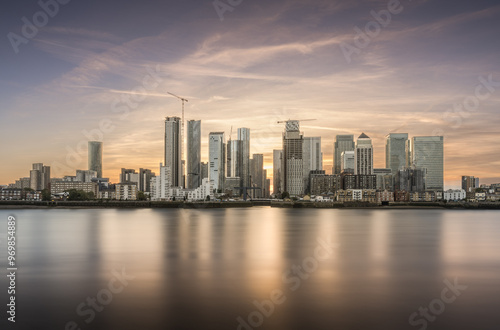 Canary Wharf at Sunset from the Greenwich Peninsula