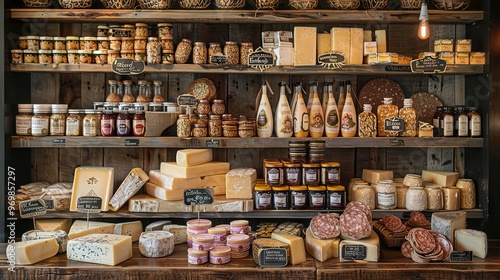 Wallpaper Mural Neatly organized shelves of gourmet cheeses and charcuterie Torontodigital.ca