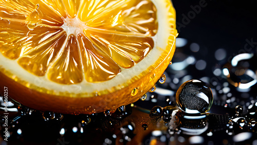 Fresh Lemon Slices with Water Drops background