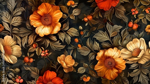 Wallpaper Mural Seamless floral background  Torontodigital.ca