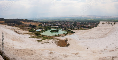 Obraz na płótnie Scenic View of Pamukkale Natural Landscapes in Turkey w salonie