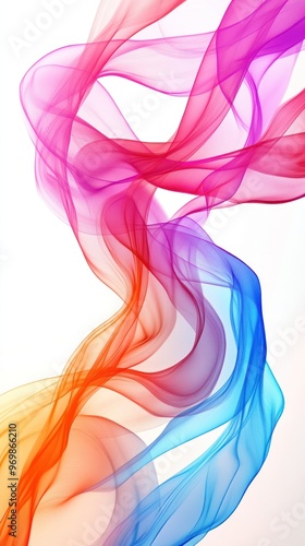 Abstract Colorful Wavy Lines on White Background