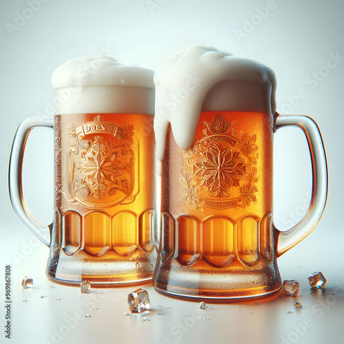 Jarra de cristal de cerveza fría con espuma