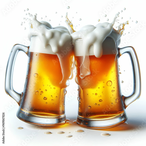 Jarra de cristal de cerveza fría con espuma