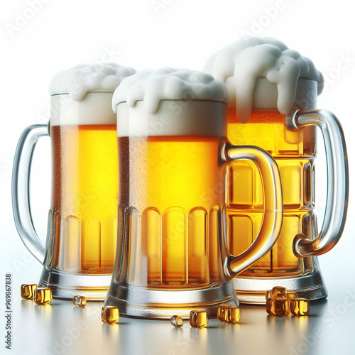 Jarra de cristal de cerveza fría con espuma