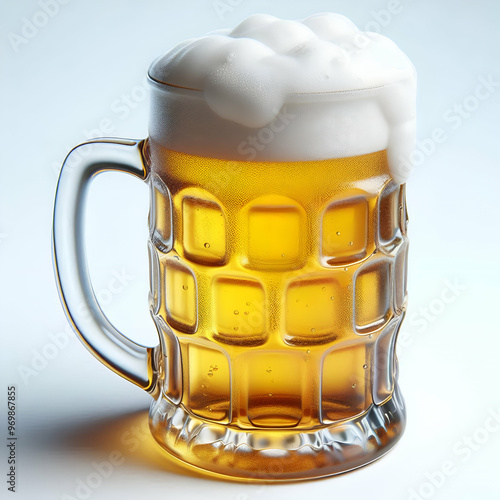 Jarra de cristal de cerveza fría con espuma