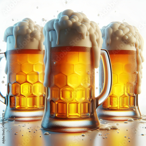 Jarra de cristal de cerveza fría con espuma