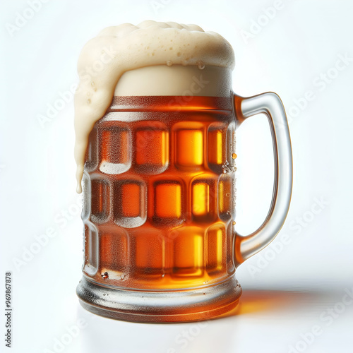 Jarra de cristal de cerveza fría con espuma