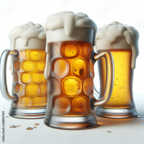 Jarra de cristal de cerveza fría con espuma