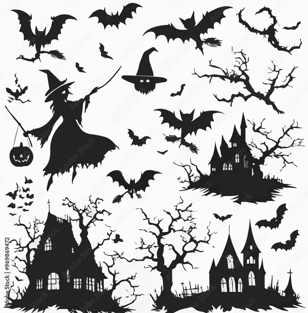 Fototapeta premium Flat halloween element collection on white background AI generated