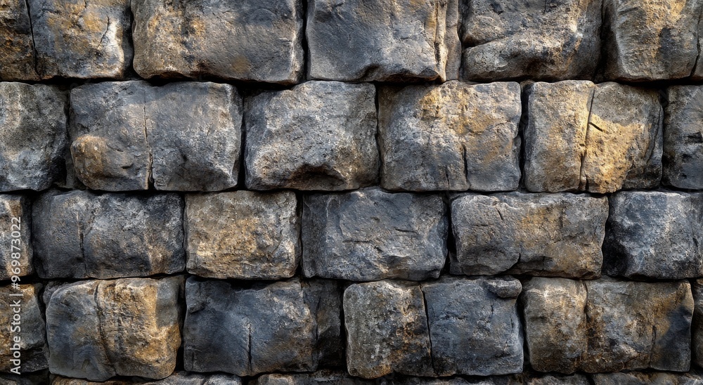 Textured stone wall made of rough, uneven stones in natural colors showcasing craftsmanship Textured stone wall made of rough, uneven stones in natural colors showcasing craftsmanship