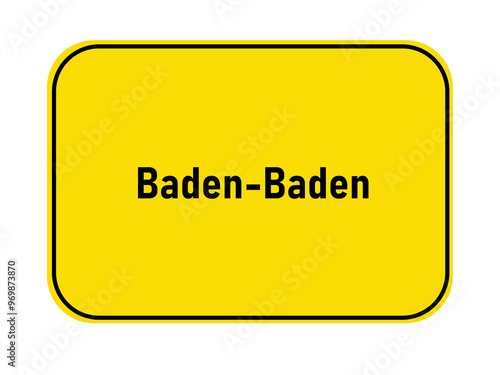 German town entrance sign for Baden-Baden, Baden-Württemberg, destination and travel concept