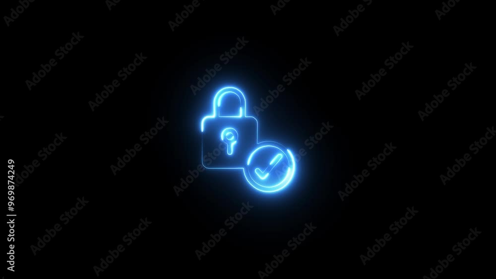 glowing neon pink color lock animation icon digital lock password protection safety security padlock safe privacy sing symbol animated on black background. glowing neon pink color lock animation icon digital lock password protection safety security padlock safe privacy sing symbol animated on black background.