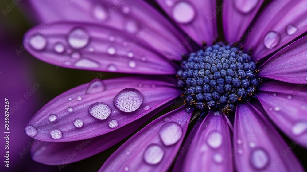 Close-up of purple daisy with water Close-up of purple daisy with water
