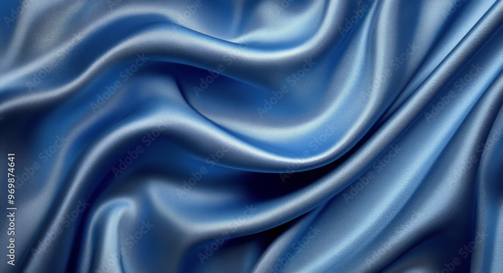 Soft blue satin fabric draping elegantly over a surface creating smooth curves and texture Soft blue satin fabric draping elegantly over a surface creating smooth curves and texture