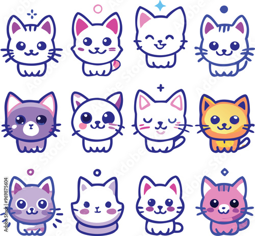 Adorable Cat Stickers A Collection of Cute and Playful Designs