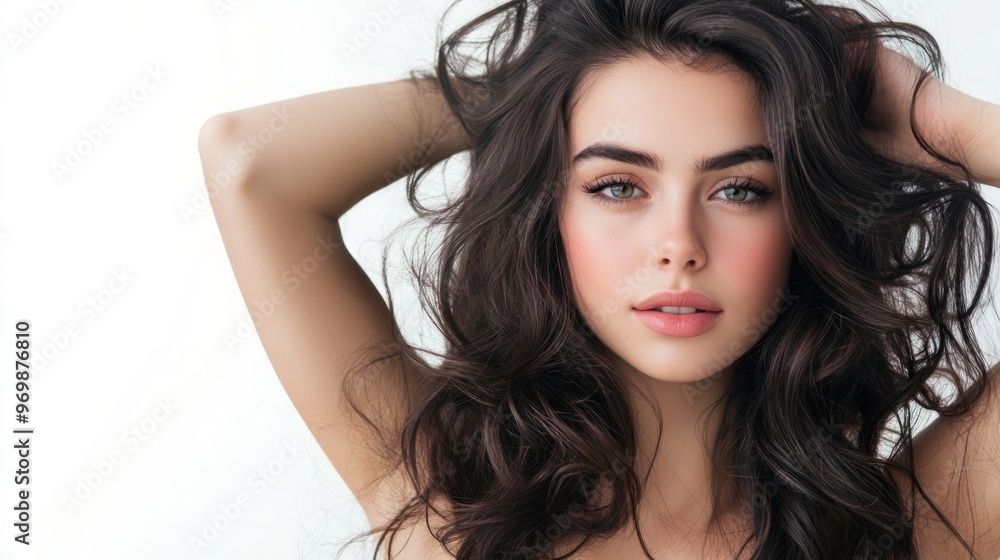 Fototapeta premium Beautiful Woman with Long Curly Hair