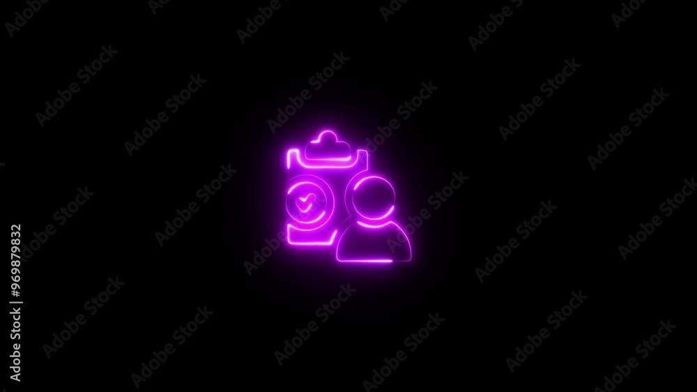Neon Thumbs-Up Icon, Glowing Approval Symbol, Luminous Happy Face with Checkmark, Neon Thumbs-Up Icon, Glowing Approval Symbol, Luminous Happy Face with Checkmark,