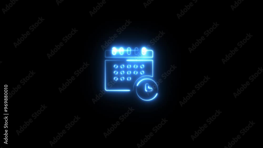 glowing neon red color calendar animation icon deadline date week plan day schedule month animated sign symbol on black background. glowing neon red color calendar animation icon deadline date week plan day schedule month animated sign symbol on black background.