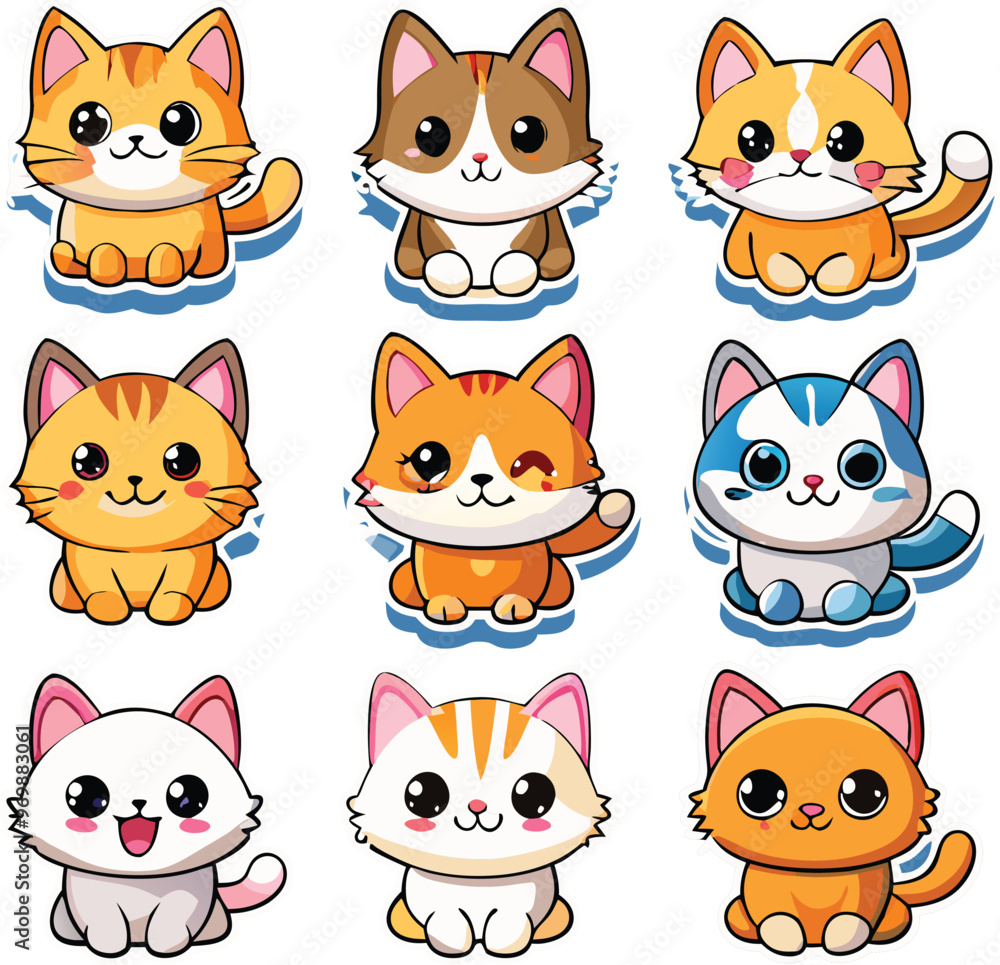 Adorable Cat Stickers A Collection of Cute and Playful Designs Adorable Cat Stickers A Collection of Cute and Playful Designs