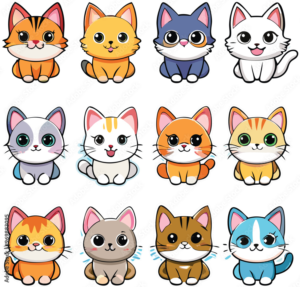 Adorable Cat Stickers A Collection of Cute and Playful Designs Adorable Cat Stickers A Collection of Cute and Playful Designs