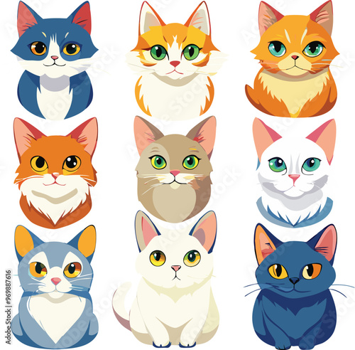 Adorable Cat Stickers A Collection of Cute and Playful Designs