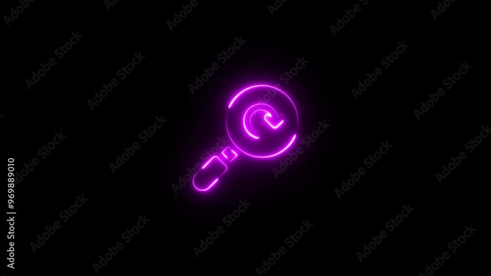 glowing neon color search animation icon sign symbol on black background. glowing neon color search animation icon sign symbol on black background.