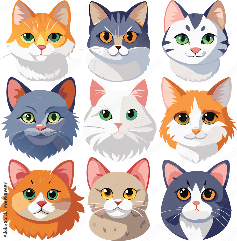 Fototapeta premium Adorable Cat Stickers A Collection of Cute and Playful Designs