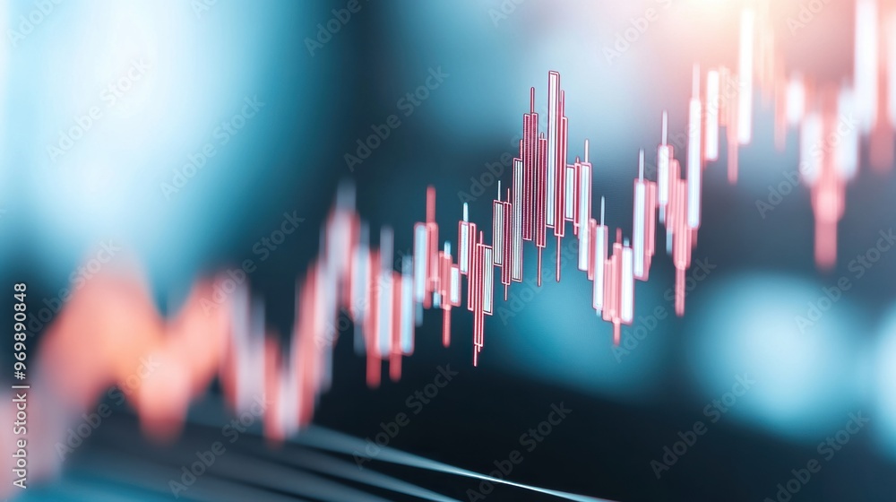 A blurry image of a stock chart with red and blue lines, AI A blurry image of a stock chart with red and blue lines, AI