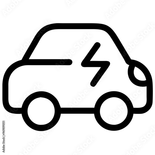 Electric car icon with lightning bolt, symbolizing sustainable transportation