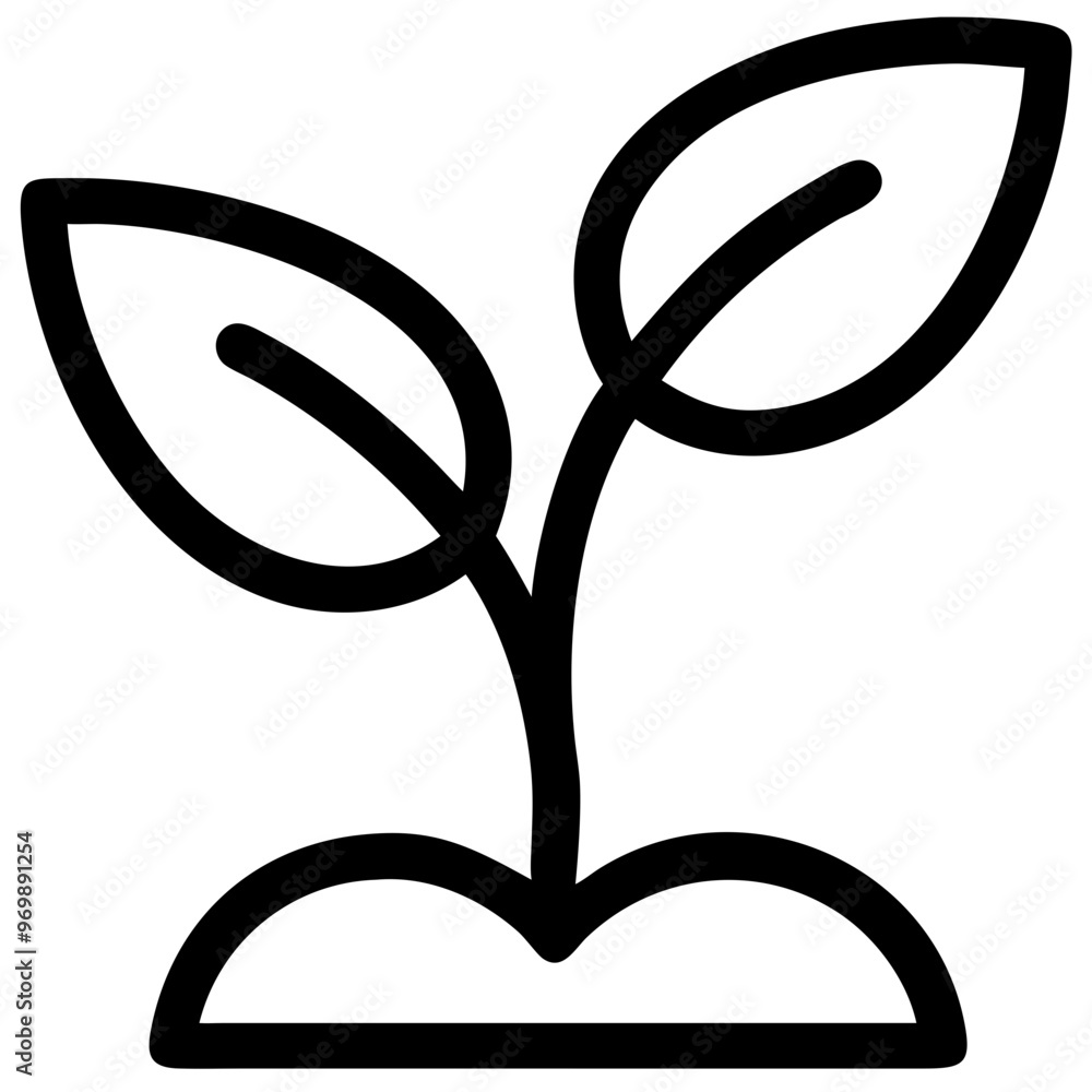 Plant icon with leaves, symbolizing nature and environmental sustainability