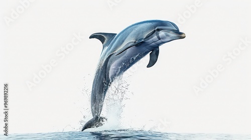 Wallpaper Mural A lone dolphin leaps out of the water with a splash, against a white background. Torontodigital.ca