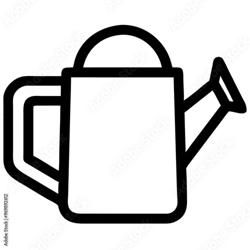 Stylized watering can icon in minimalistic black and white design representing gardening and ecology