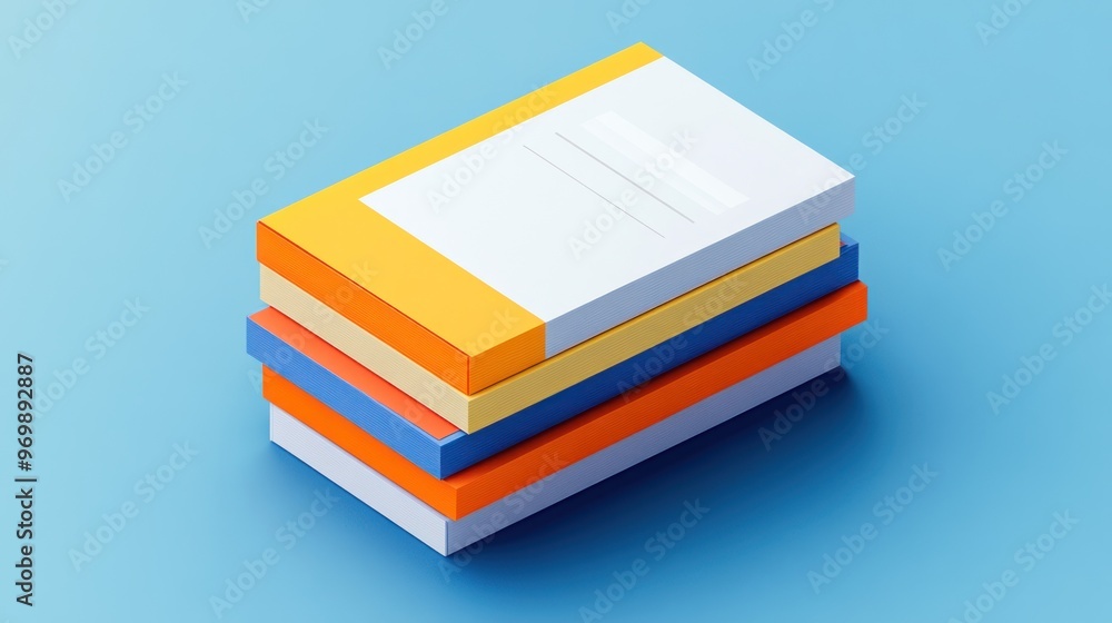 Stack of Colorful Books on a Blue Background Stack of Colorful Books on a Blue Background