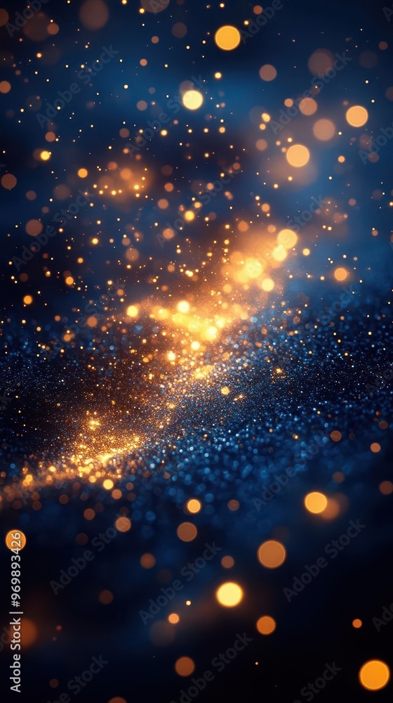 enchanting christmas scene with golden bokeh lights on deep blue background magical atmosphere shimmering particles festive glow elegant holiday backdrop for designs enchanting christmas scene with golden bokeh lights on deep blue background magical atmosphere shimmering particles festive glow elegant holiday backdrop for designs