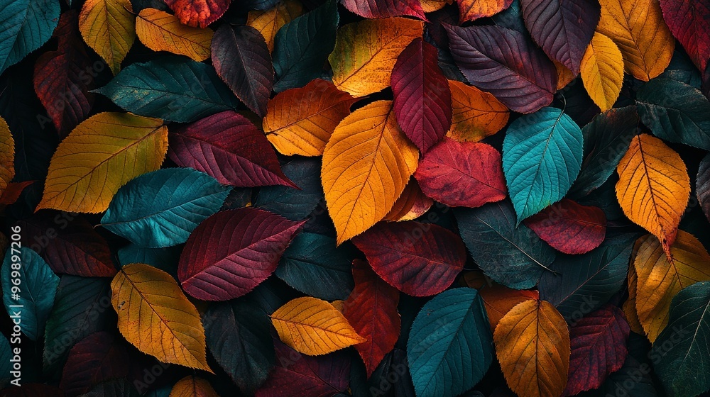 A Close-Up View of Vibrant Autumn Leaves A Close-Up View of Vibrant Autumn Leaves