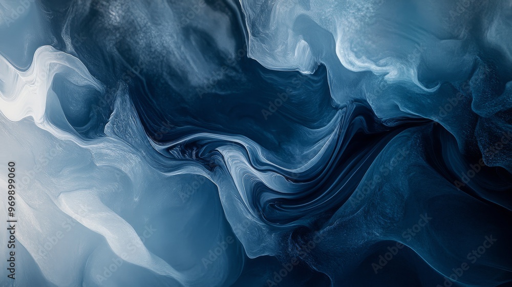 Obraz premium Abstract Blue Swirls A Digital Artwork of Fluid Lines and Textures, Abstract, Digital Art, Artwork
