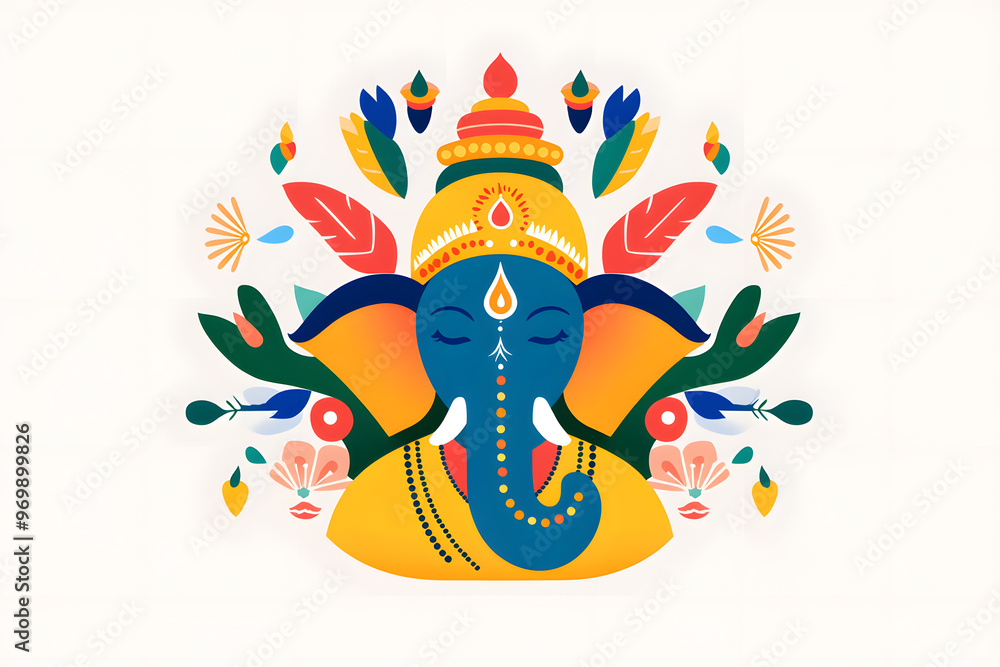 Naklejka premium Ganesh Statue, Hindu Deity and Symbol of Wisdom and Prosperity