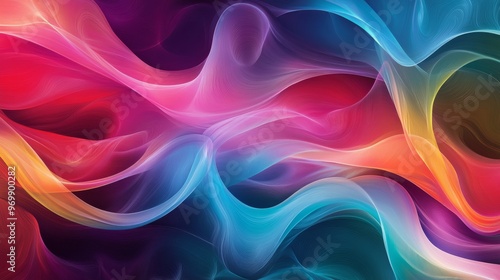 Abstract Wavy Lines in Vibrant Colors, Digital Art, Abstract Background, Graphic Design